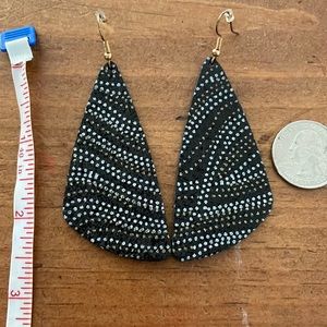 Black with Sparkle Leather Earrings